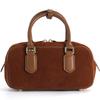 Versatile and Simple Bowling Genuine Leather Single-shoulder Crossbody Women's Bag Retro Handbag