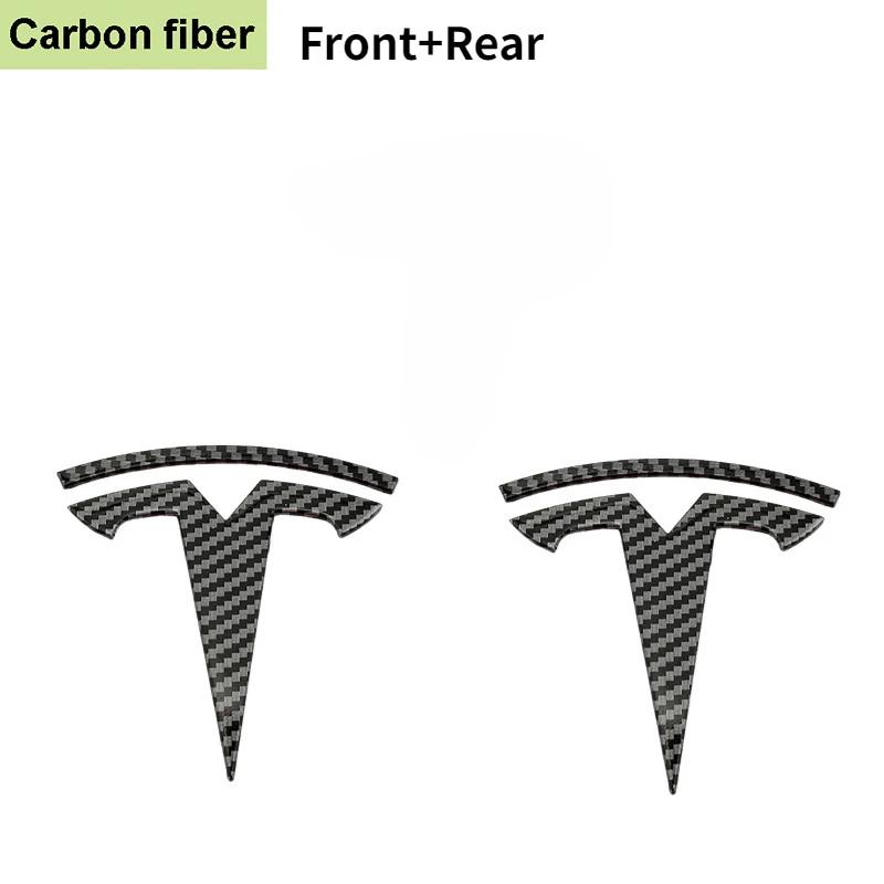 2 Pieces of Zinc Alloy Car Front Hood Emblem Sticker Design Replacement For Tesla Model 3 Y Car Rear Trunk Emblem Accessory