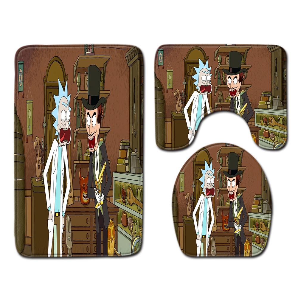 Animation Bathroom Floor Mat Three-Piece Bathroom Carpet Toilet Mat Set Door Mat Bathroom Non-Slip Mat