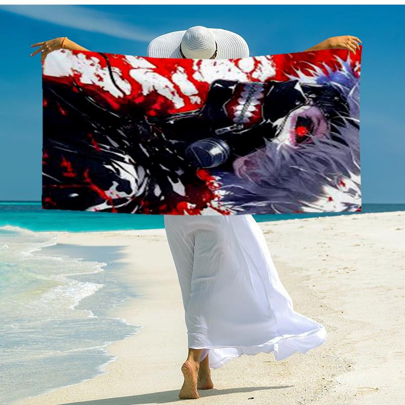 Ultra-Soft Beach Towel with Tokyo Ghoul Theme,Ideal for Pool - Camping, Diving - Perfect Travel Essential, Vibrant Beach Towel.