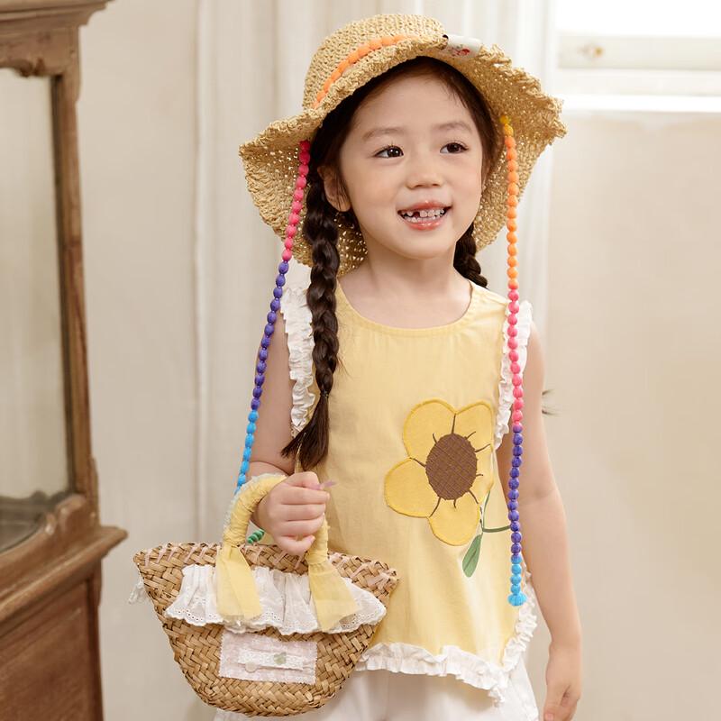 LUSON Xiao O Bao Girls' Summer Daisy Embroidered Princess Dress