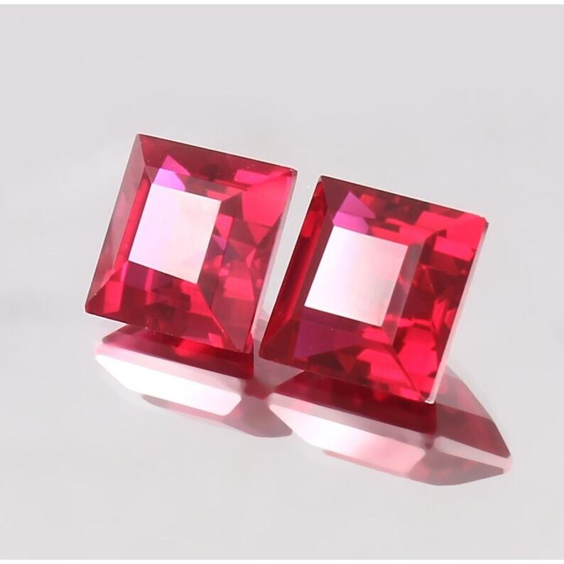 AAA 11 MM Flawless Blood Red Ruby Square Cut Loose Gemstone Mozambique 2pcs