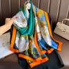 New silk scarf new silk satin printed shawl holiday fashion sunscreen long section simulation silk scarf