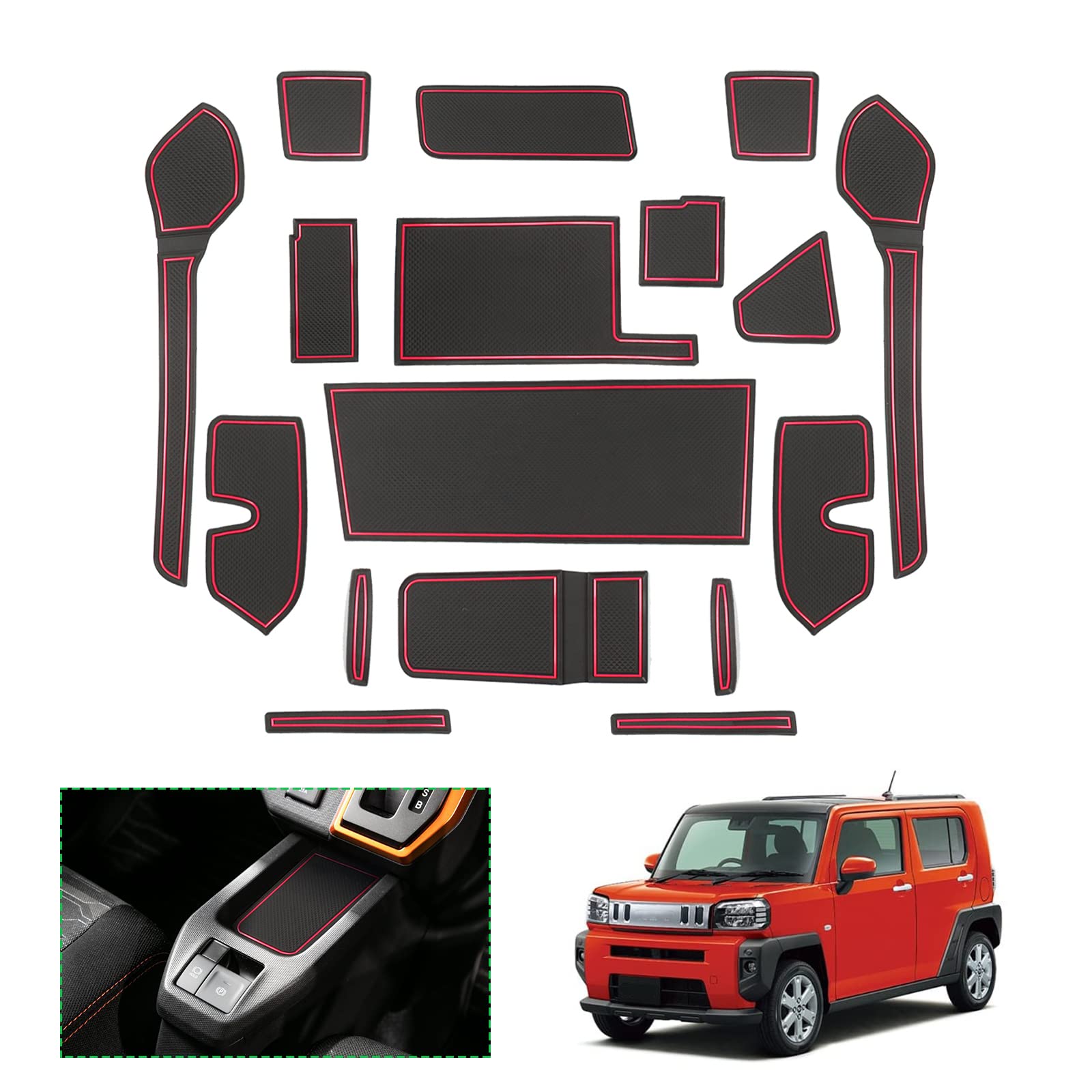 

GAFAT Коврики в дверные карманы для Daihatsu Taft Резиновые коврики с подстаканником и резиновые коврики для салона для Drive LA900S/LA910S (2-е поколение, 2020-настоящее время) -