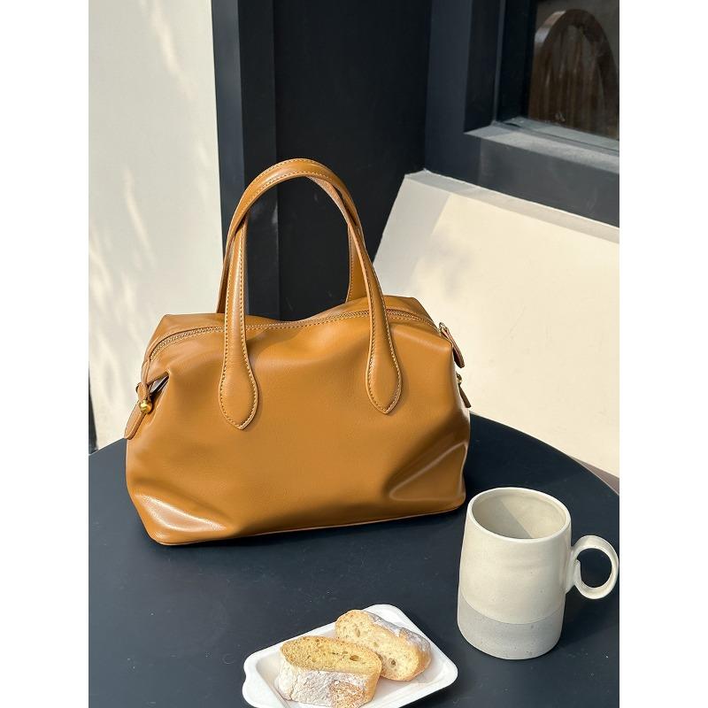 

Новая вместительная женская сумка-тоут для通勤, высококлассная сумка-тоут, на молнии, простая сумка из мягкой кожи. коричневый