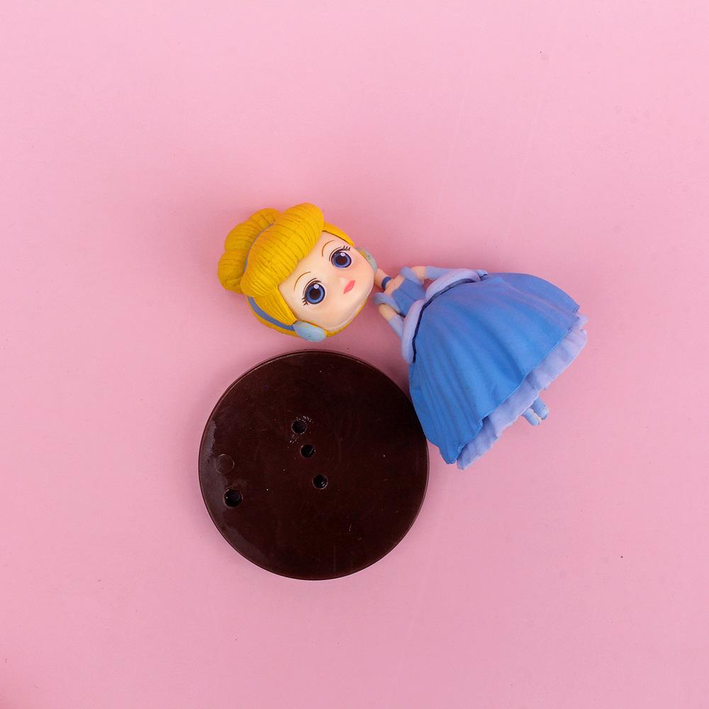 8pcs Cute Q Version Princess GK Model Kids Charm Toy Gifts The Little Mermaid Long Hair Princess Collectible Cartoon Doll