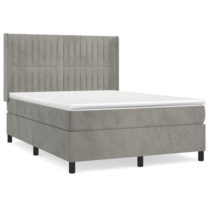 Maison Exclusive - Sommier à lattes de lit et matelas Gris clair 140x200cm Velours