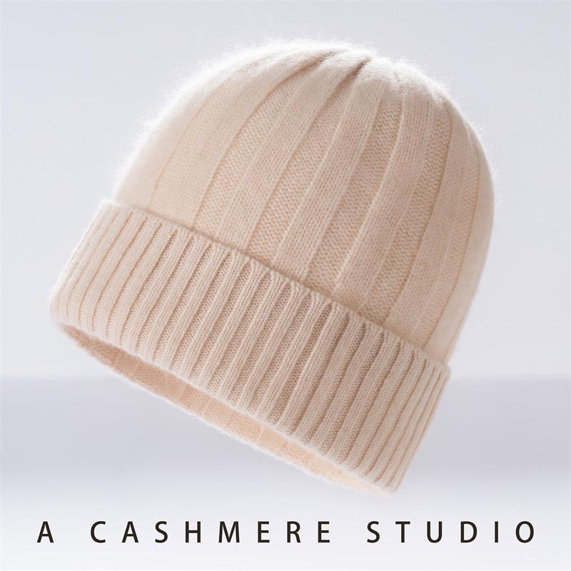 Cashmere Autumn and Winter New Cashmere Blended Pit Strip High Elasticity Simple Warm Ear Protection Cold-proof Cashmere Cap