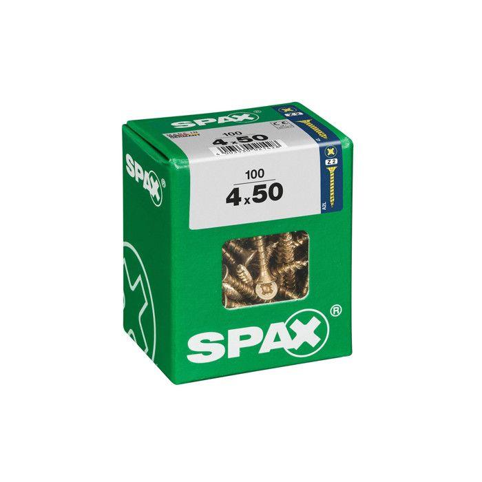 Screw - SPAX - Countersunk Head - Steel - Diam. 4 Mm - Long. 50 Mm - Pack of 100