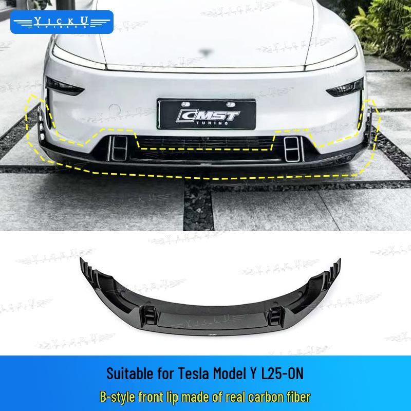 Tesla Model YL CMST Style Real Carbon Fiber Front & Rear Lip Hood Kit