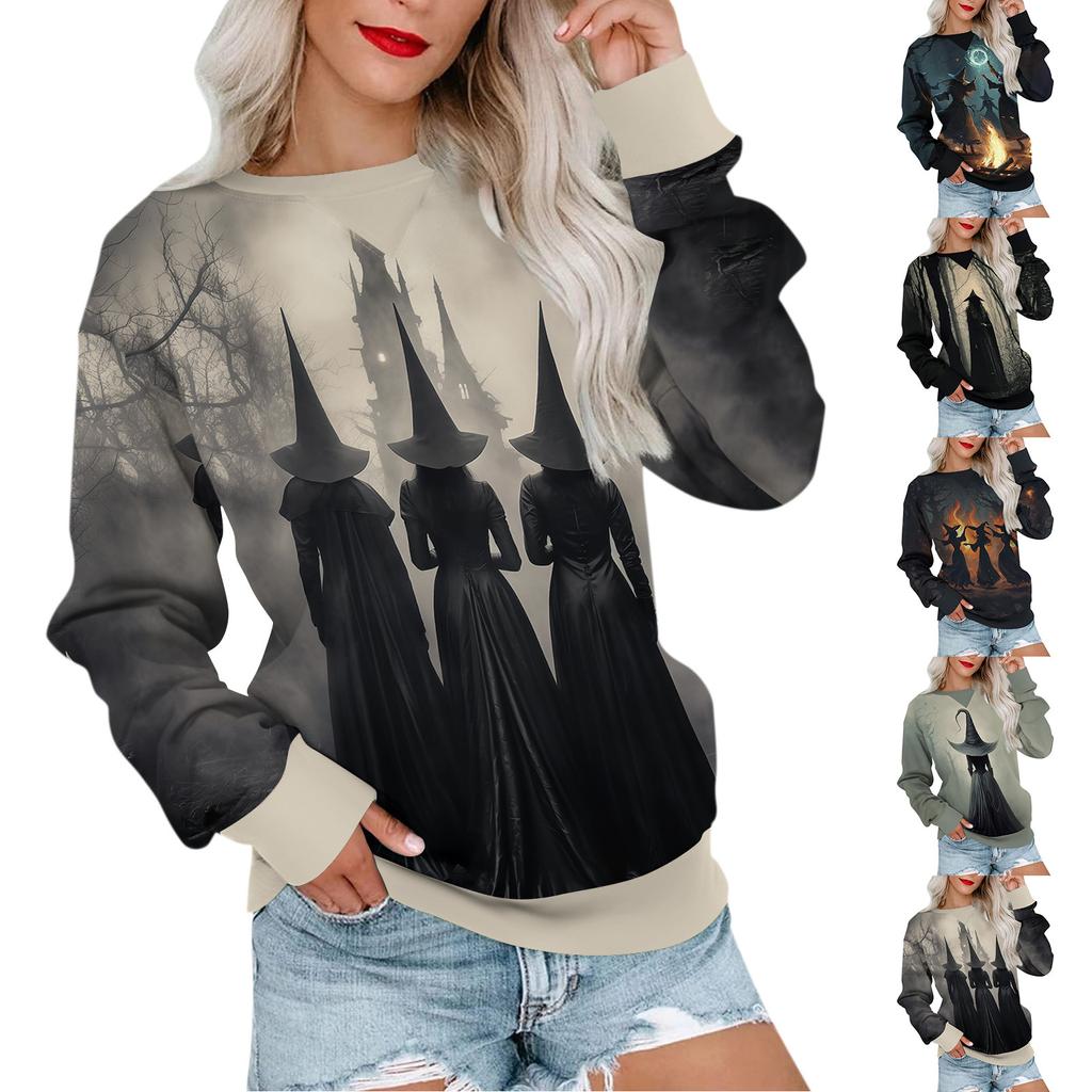 Lässiger, bedruckter Pullover für Damen, Langarmshirt, übergroßes Sweatshirt