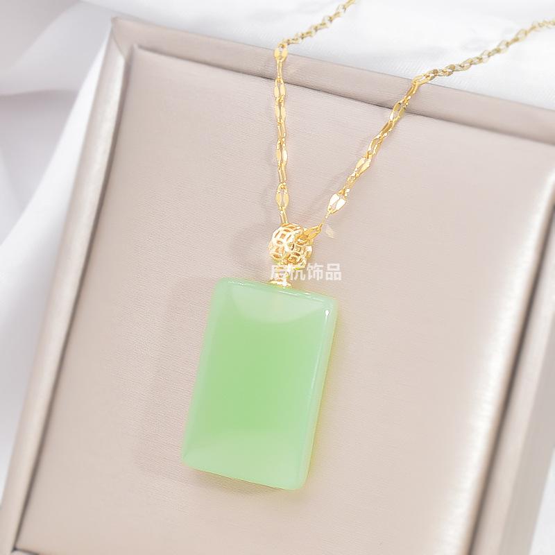 Light Luxury Hetian Jade No Matter Brand Necklace Female Retro Design Simple And Versatile Jade Pendant Accessories