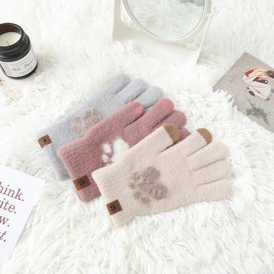 Gloves Women's New Winter Thickened Warm Winter Cute Student Cycling Driving Cold Wool Gloves