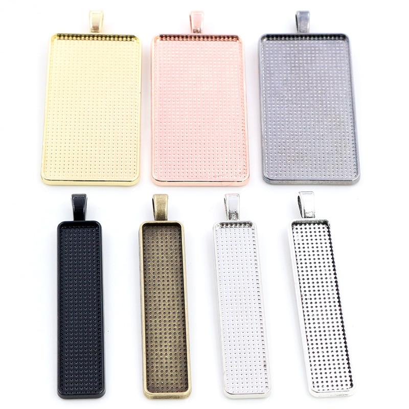 Hot Sales 10X25/10x50/25x50mm Cameo Rectangle Bezels Blank Pendant Cabochon Base Setting For Jewelry Making Accessories Supplies