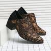 Wzór w kwiaty Modne skórzane buty Buty męskie Buty ślubne Buty na imprezę Buty typu groch Buty bankietowe Modne męskie buty na wysokim obcasie Sukienka na bal