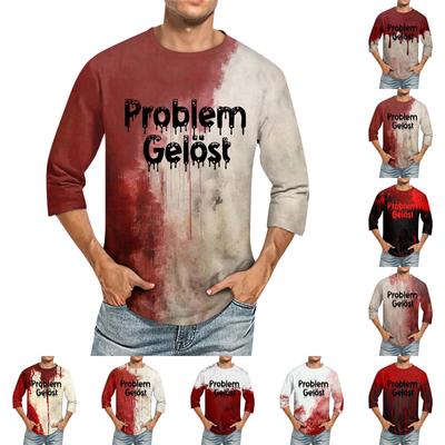 Herr rundhalsad trekvartsärm Top Casual Fashion T-shirt