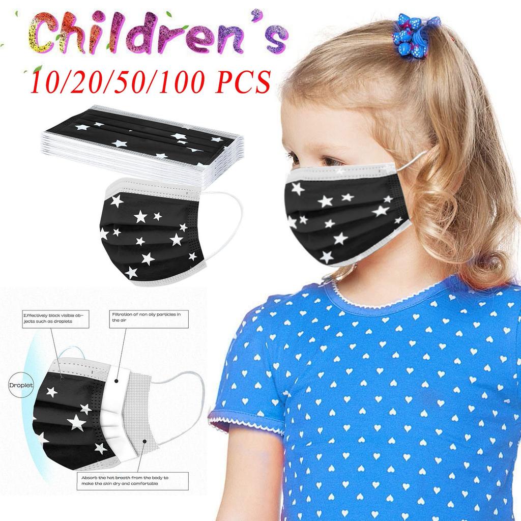 Buy 10/20/50/100PCS Kids Children's Mask Stars Prints 3 -Layer Disposable Mask at affordable ...