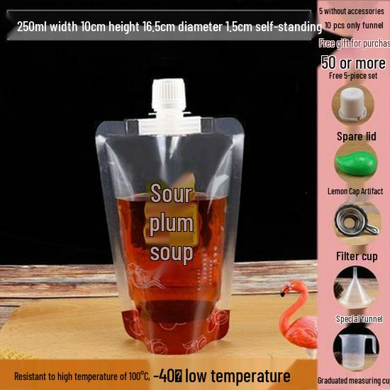 Soy Milk Stand-Up Spout Bag - Reusable, Transparent, Liquid-Safe, Large Diameter Packaging for Soups & Beverages