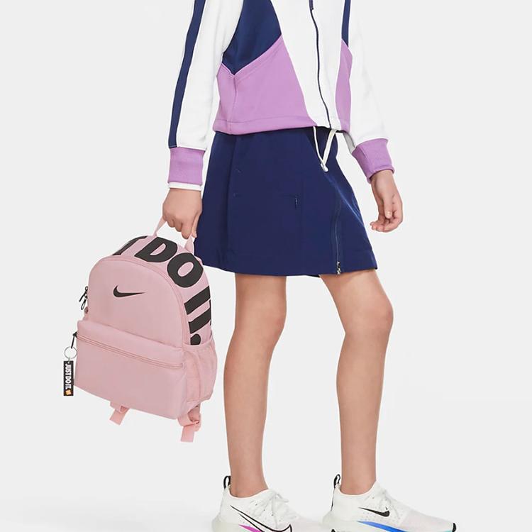 Nike Fashion Fresh Zipper Closure Logo Print Polyester Mini Backpack Women backpack Sakura-Pink DM0046-630