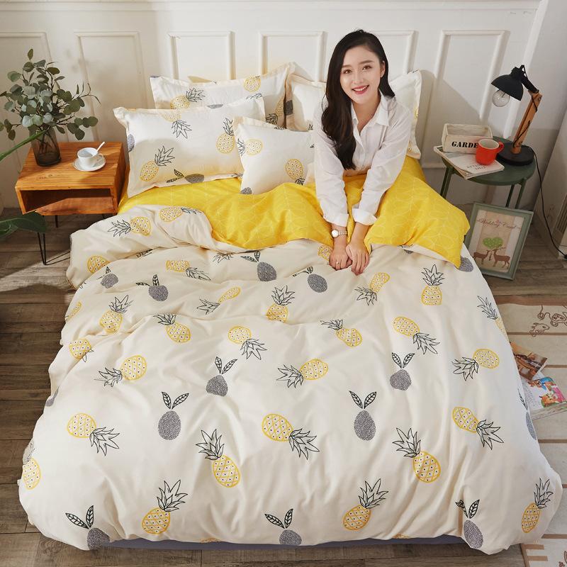 Washed Cotton Four-piece Set Spring and Autumn Quilt Cover Sheet Bed Single Three-piece Bedding Sets