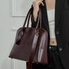 Haute Couture Handmade Top Layer Swift Cowhide Shell Bag Leather Handbag Commuter Large Capacity Bowling Bag Women's Bag