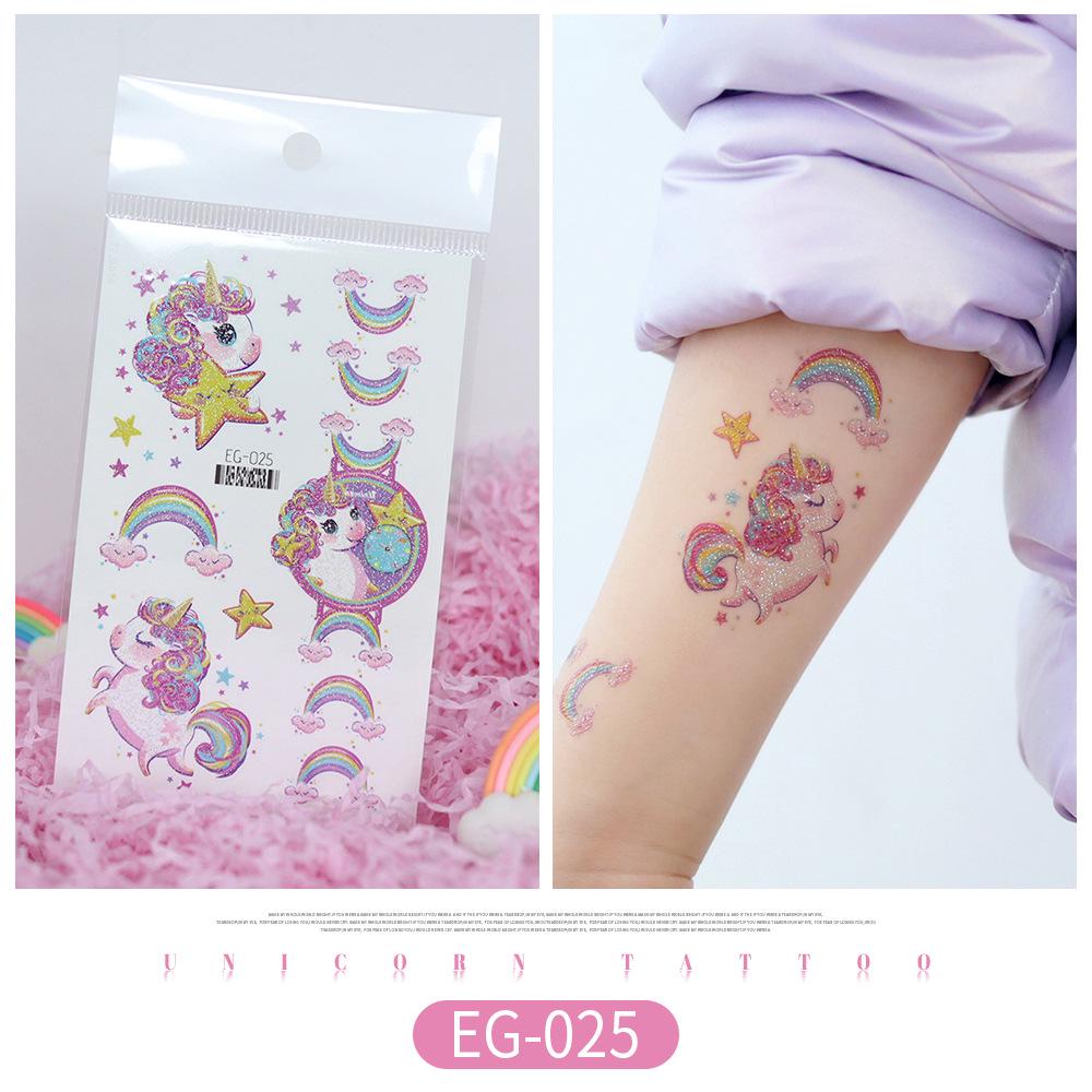 Unicorn Glitter Tattoo Stickers: Cute Temporary Cartoons for Kids 120*75MM