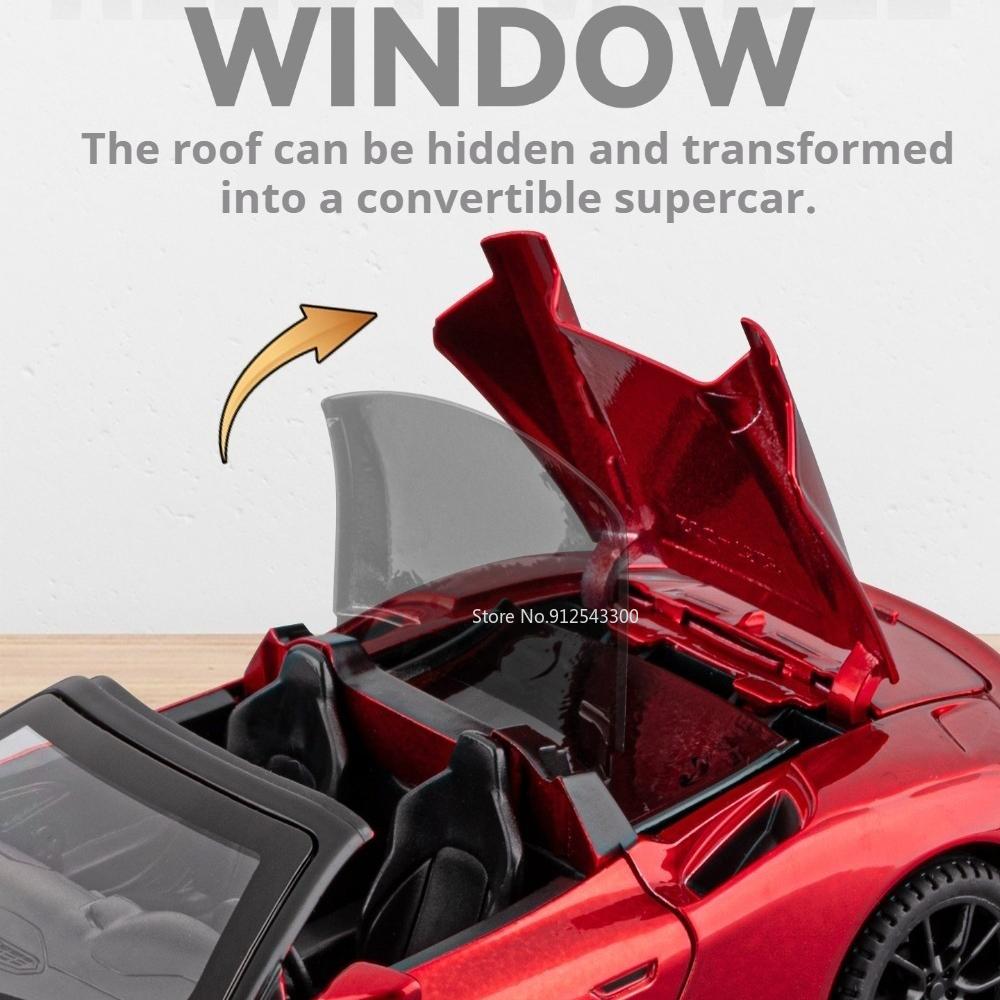 1:32 MC20 Pagani Zonda Car Model Toy Doors Opened Alloy Diecast Sound Light Convertible Sports Cars Models Collectible Ornaments