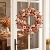 Decorative Fall Pumpkins Velvet Pumpkin Wreath Door Hanger, Thanksgiving Garland, Rustic Autumn Table Centerpiece Harvest Decor for Entryway