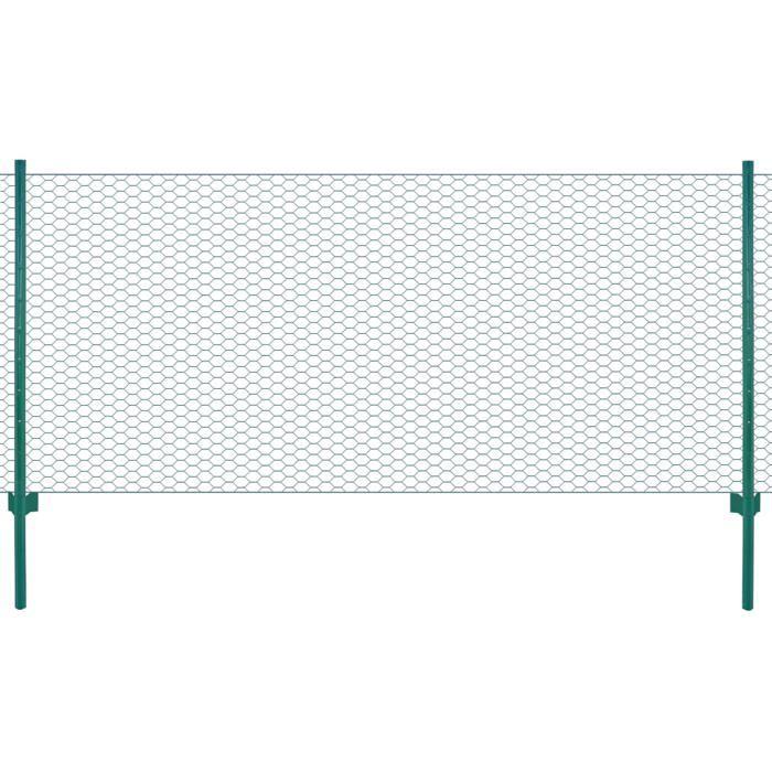 VidaXL Clôture en Grillage Métallique avec Poteaux Panneau de Clôture Protection pour Volaille Chiots Jardin Cour Arrière 144603