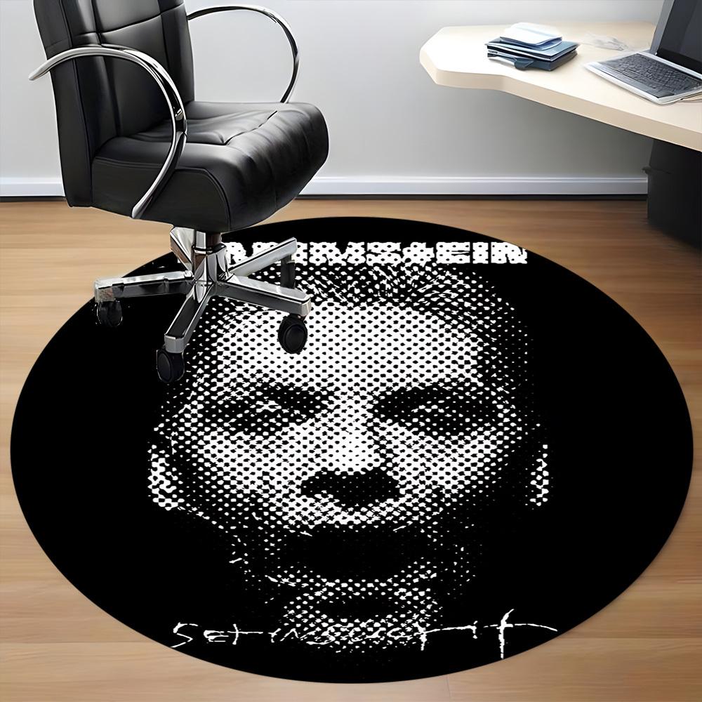 1PC Rammstein Office Round Rug, Non-slip, Soft and Durable Office Rug for Interior Decoration, Perfect for Office Yy250915040