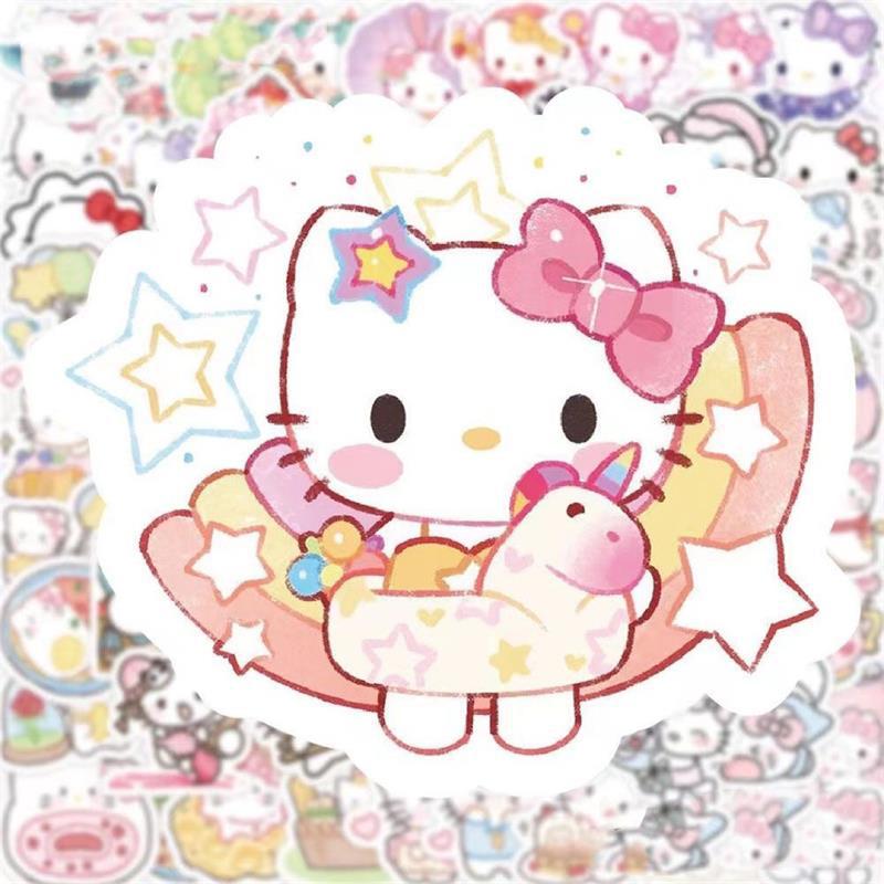 100 Stickers/Bag Cute Hello Kitty Stickers Sealing Sticker Phone Laptop Suitcase Waterproof Decorated Stickers Children Toy Gift