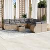 Vidaxl 11-Cz. Set di Mobili da Giardino con Cuscini, Beige, Polyrattan