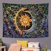 1PC Sun and Moon Tapestry, Mysterious Floral Tapestry, Hippie Style Floral Plant Wall Retro Aesthetic Tapestry