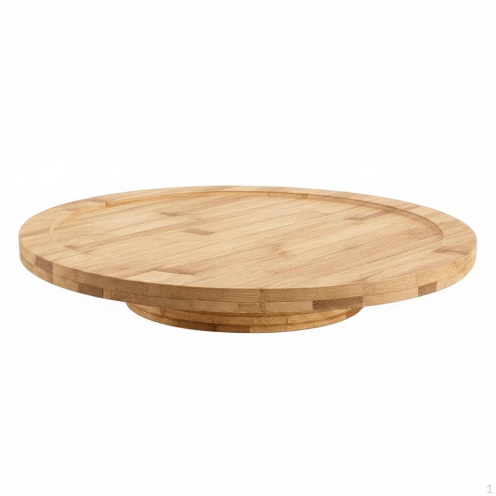 Wooden Rotating Tray Round LowProfile Bamboo for Hosts, Home Cooks,