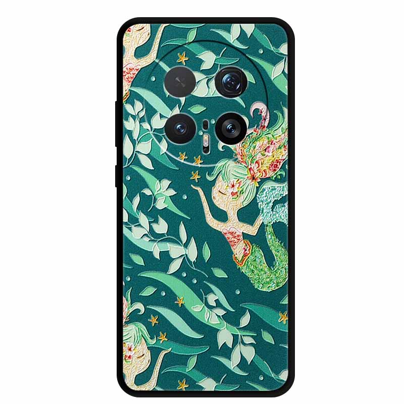 6.71" For Honor Magic8 Pro 5G Case 3D Emboss Relief Flower Black Silicone Soft Back Cover Case For Honor Magic 8 Pro Case Shells