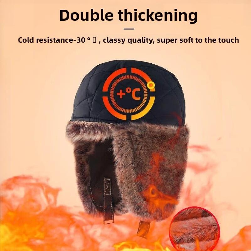 Lei Feng-style Hat for Men Fleece-lined and Warm In Autumn and Winter Cycling Hat for Men with Ear Protection Windproof