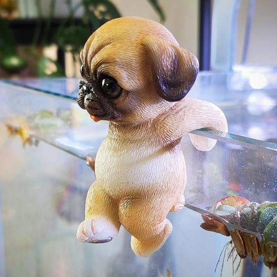 Animal Decorative Statue Mini Cat Dog Resin Ornament Compact Design Flower Pots