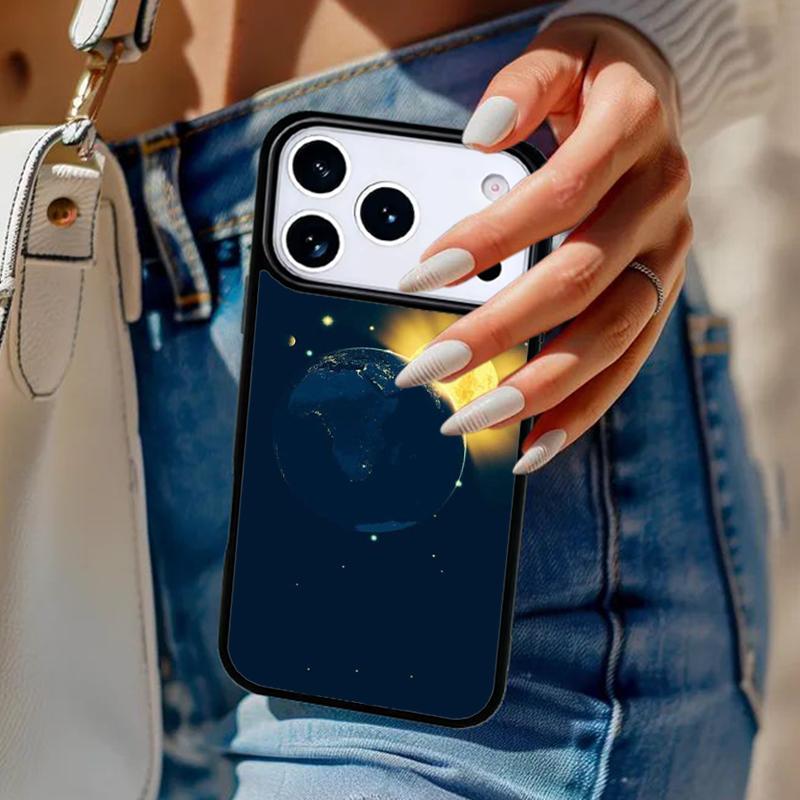 Earth Moon Sun Planet Phone Case For iPhone 17 Air 14 15 13 12 Max Cover For Apple 14 15 16 16e 11 Pro Max Plus