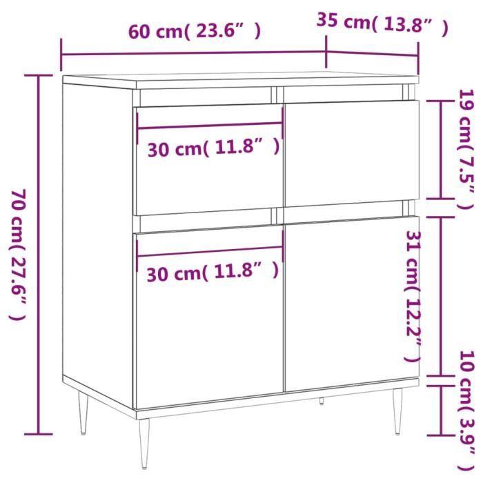 VidaXL Buffet Sonoma gris 60x35x70 cm Bois d'ingénierie 831114