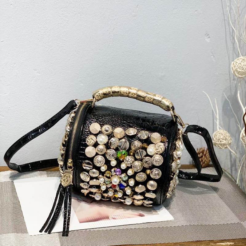 Handmade Ruffled Pillow Bag for Women  Casual Silver Bucket  Messenger Shoulder Bag