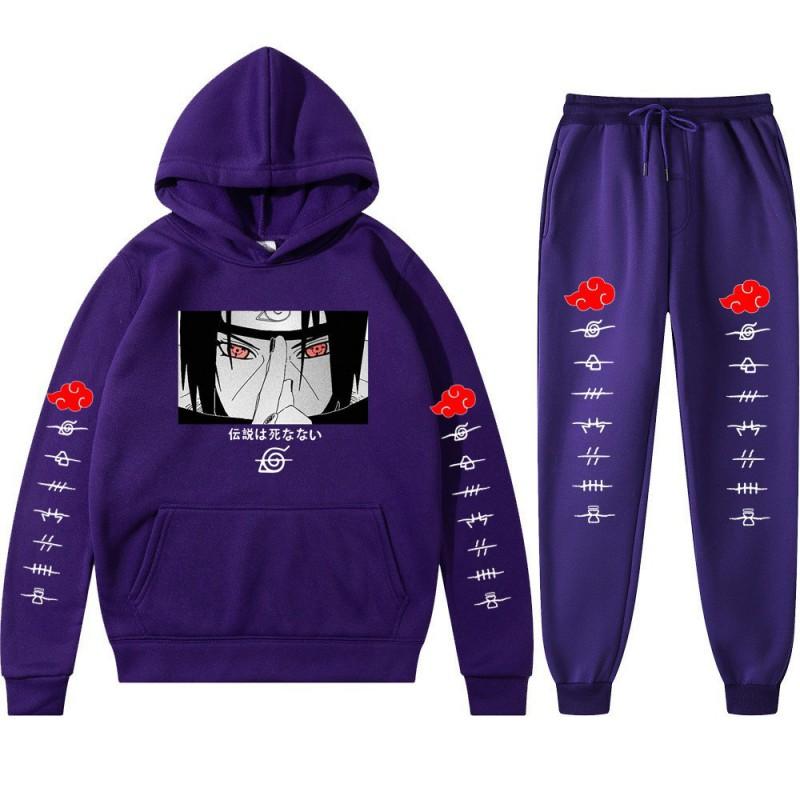 Ensemble Hoodie Anime Naruto Hommes Femmes - Impression Uchiha Itachi Sweat à Capuche Décontracté Manches Longues Pantalon