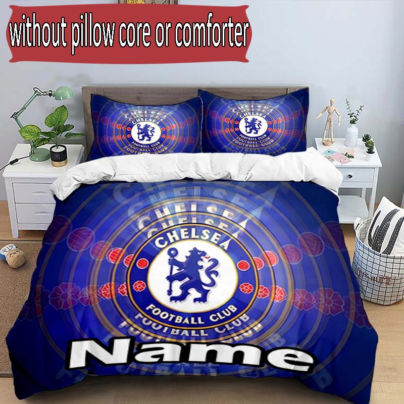 3pcs Duvet Cover Set (1*Duvet Cover + 2*Pillowcase, Without Core), Custom Name football club F.C Pattern Bedding Set, Home Bedroom Decor Gift