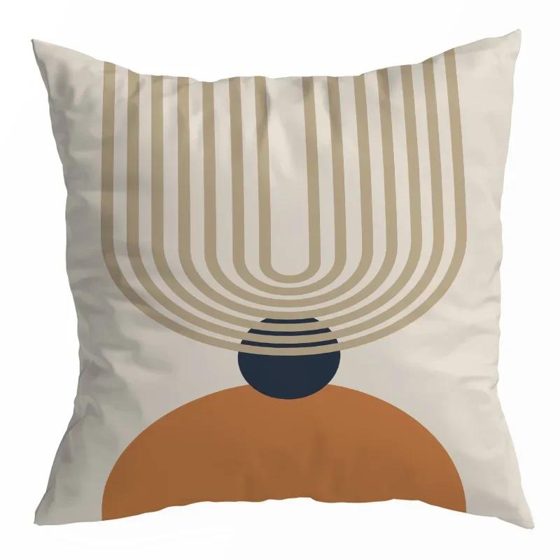 Orange Geometric Pillow Cover Cat Abstract Pillow Home Decoration Cushion Cover