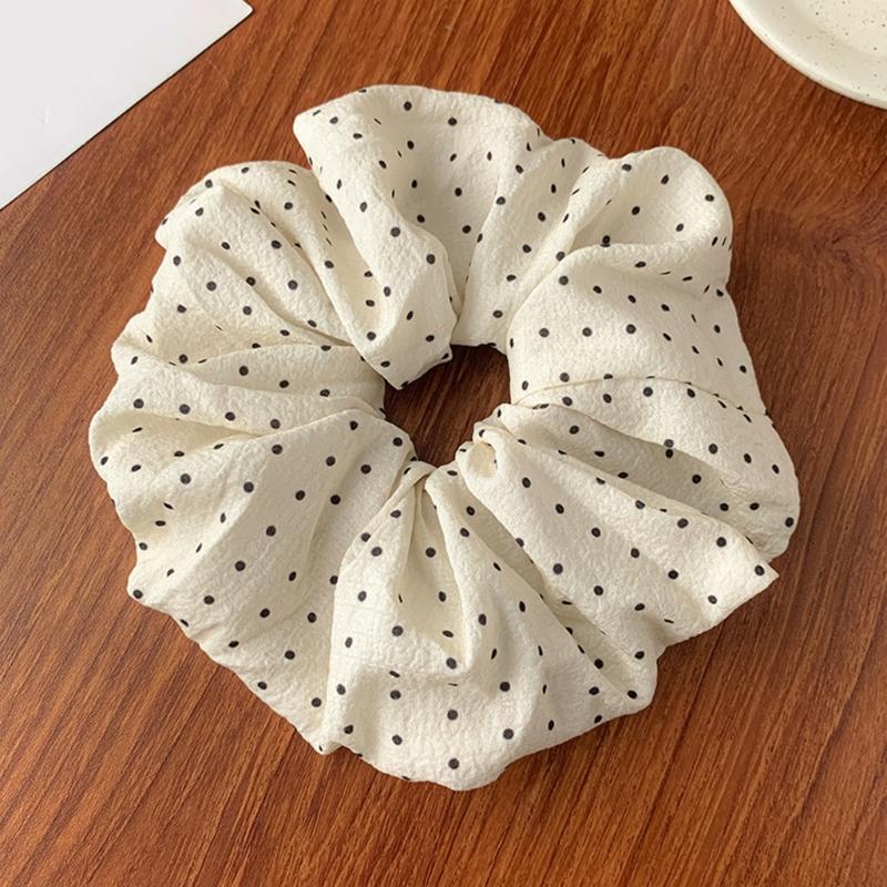 Elegant Elastic Hair Scrunchies With Dot French Design Ponytail Holder Women's Fashion Hairpiece For Sports Daily Use