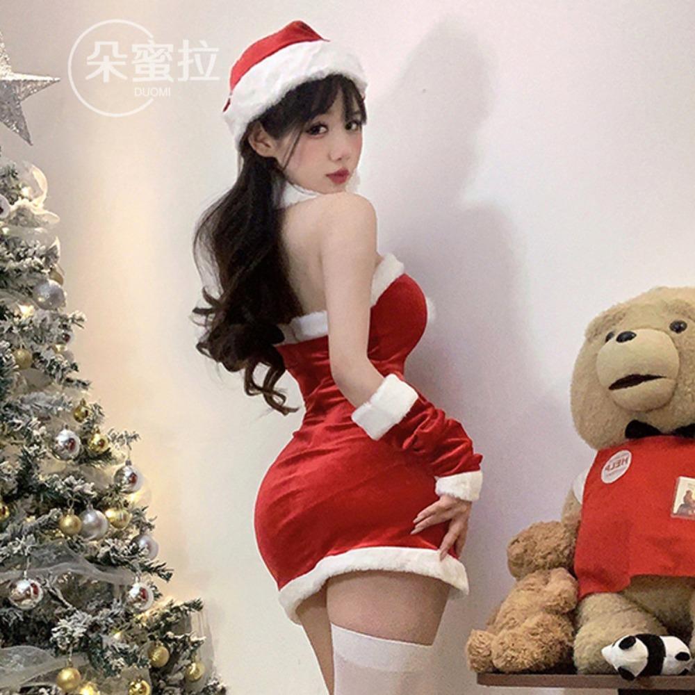 Domila Velvet Christmas Sexy Bunny Cosplay Internet Celebrity Shawl New Year's Robe Stage Performance Suit