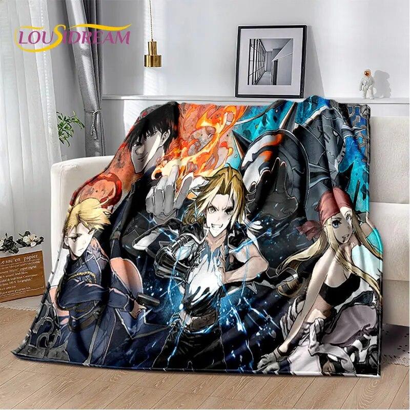 Fullmetal Alchemist Anime Cartoon Soft Plush Blanket,Flannel Blanket Throw Blanket for Living Room Bedroom Bed Sofa Picnic Cover