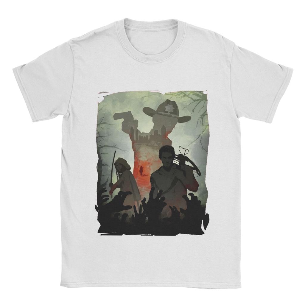 Walking Deads T Shirts Men's  Pure Cotton Novelty T-Shirts Crewneck  Tee Shirt Short Sleeve Clothing 4XL 5XL 6XL
