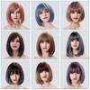 Parrucche Sintetiche Corte Castane Lisce per Donne Bianche con Frangia Nuturale Resistenti al Calore Cosplay Lolita 12 POLLICI Capelli Quotidiani