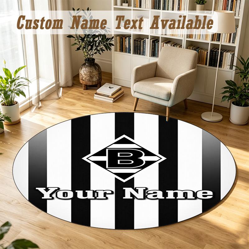 Round Rug Custom NameBorussia Mönchengladbach Pattern Non Slip Carpet Home Floor Decor
