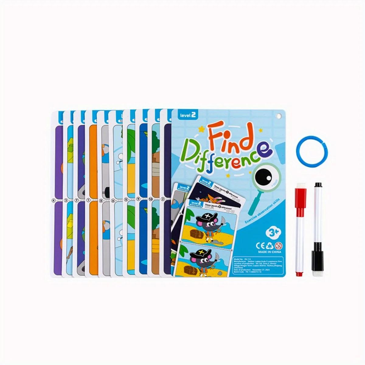 

Find Differences Cards Reusable Erasable Early Learning Educational Toys With Color Illustrations Preschool Educational Tools